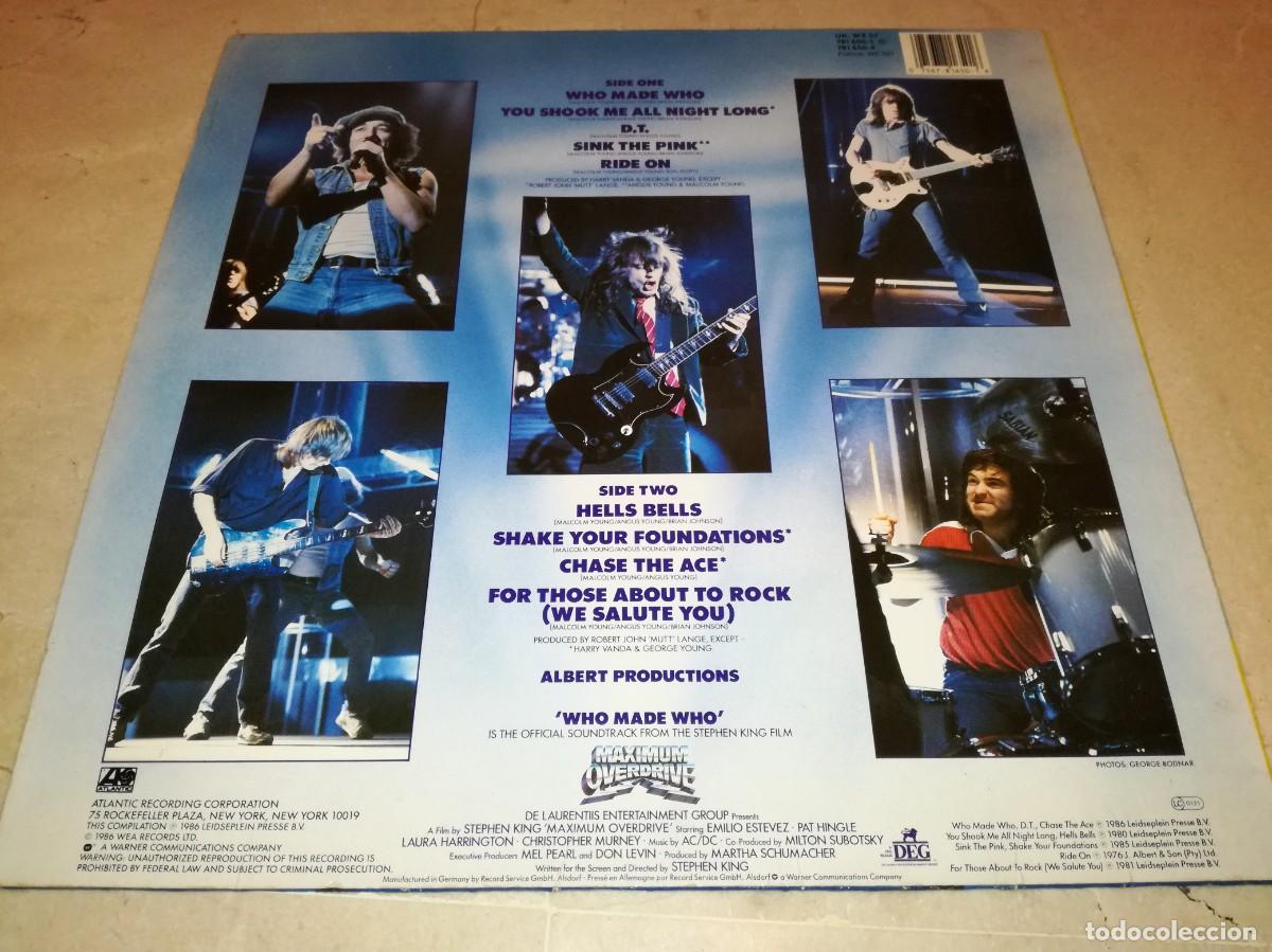 Discos de vinilo: AC/DC-WHO MADE WHO-ORIGINAL 1986-ATLANTIC - Foto 2