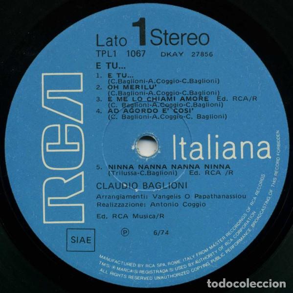 Discos de vinilo: Claudio Baglioni &ndash; E Tu... - Foto 2