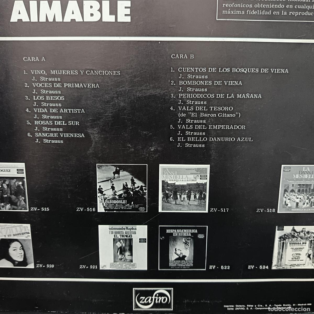 Discos de vinilo: AIMABLE Y ACORDEON, VALSES DE STRAUSS, LP 1969 - Foto 2