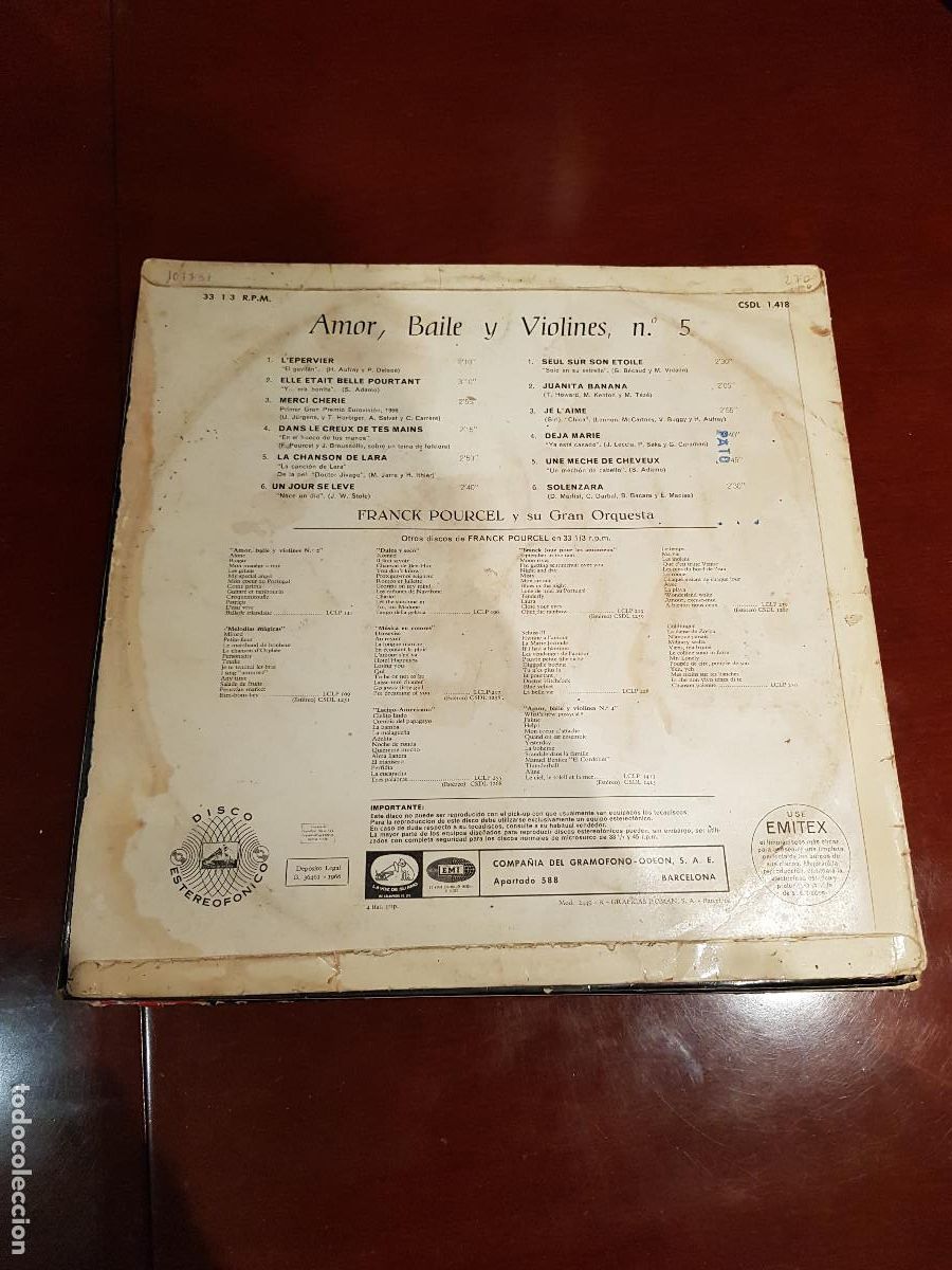 Discos de vinilo: FRANCK POURCEL Y SU GRAN ORQUESTA - Foto 2
