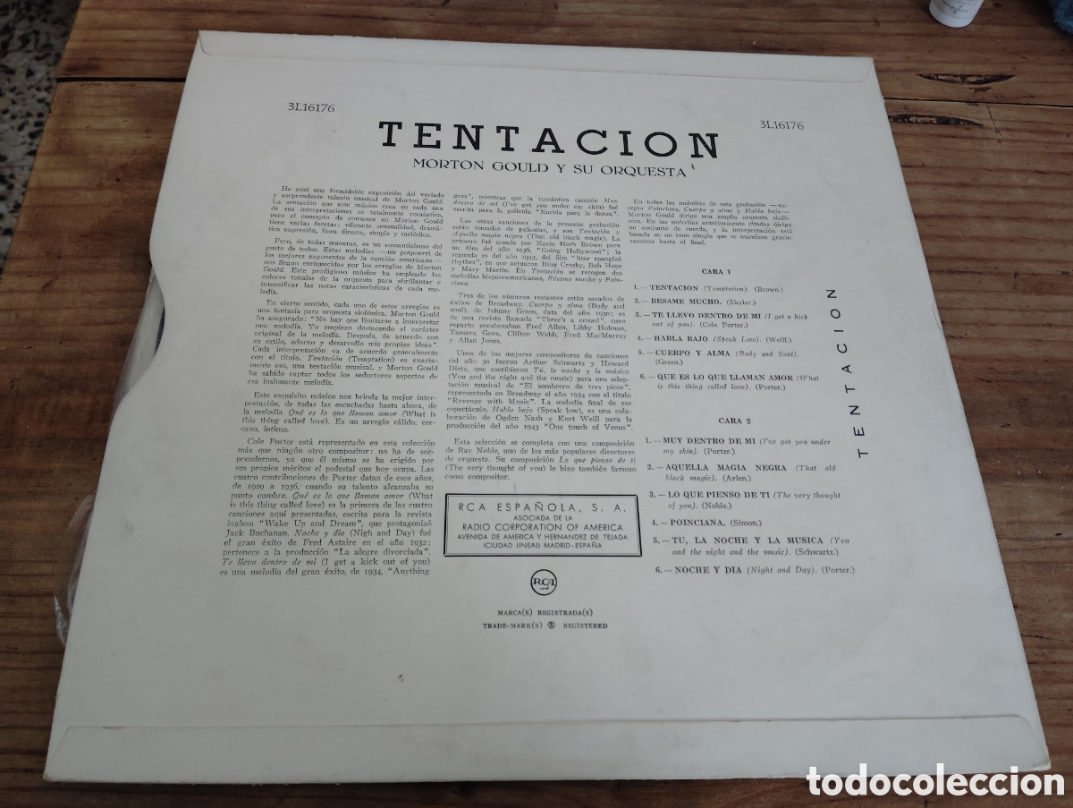 Discos de vinilo: MORTON GOULD - TENTACION , 1958 - Foto 2