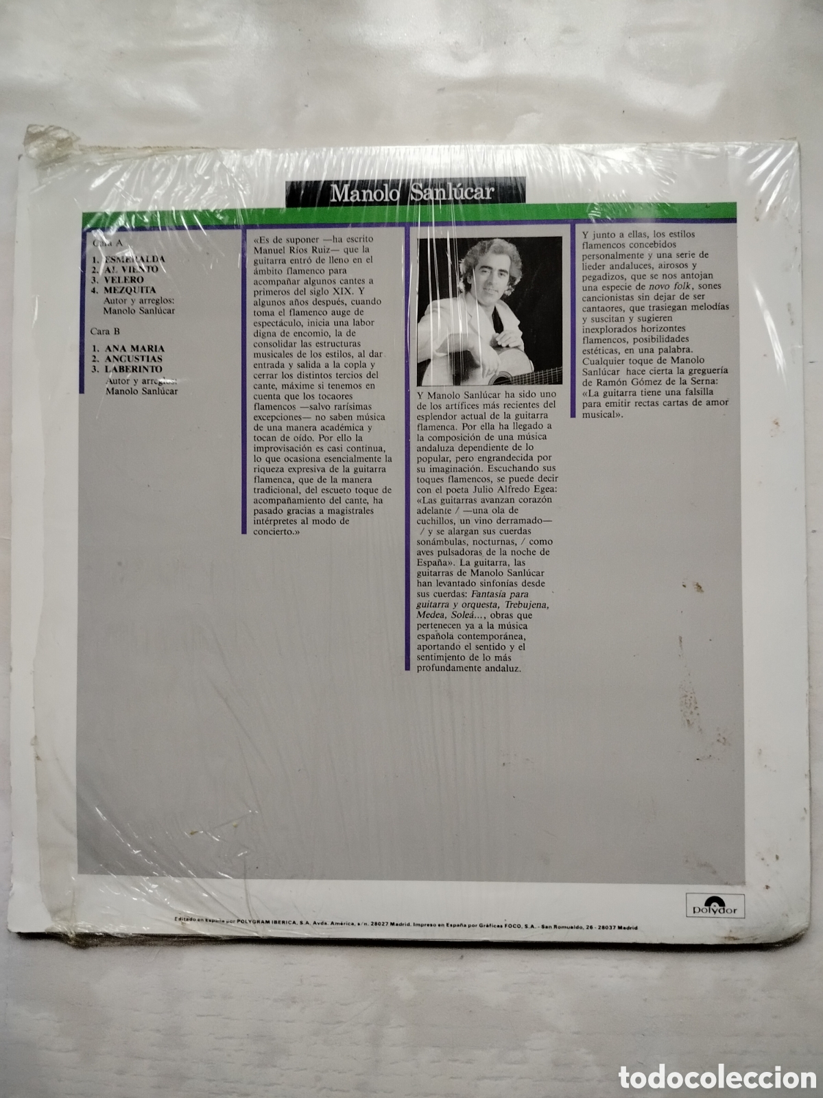 Discos de vinilo: LP Manolo Sanl&uacute;car 88 - Foto 2