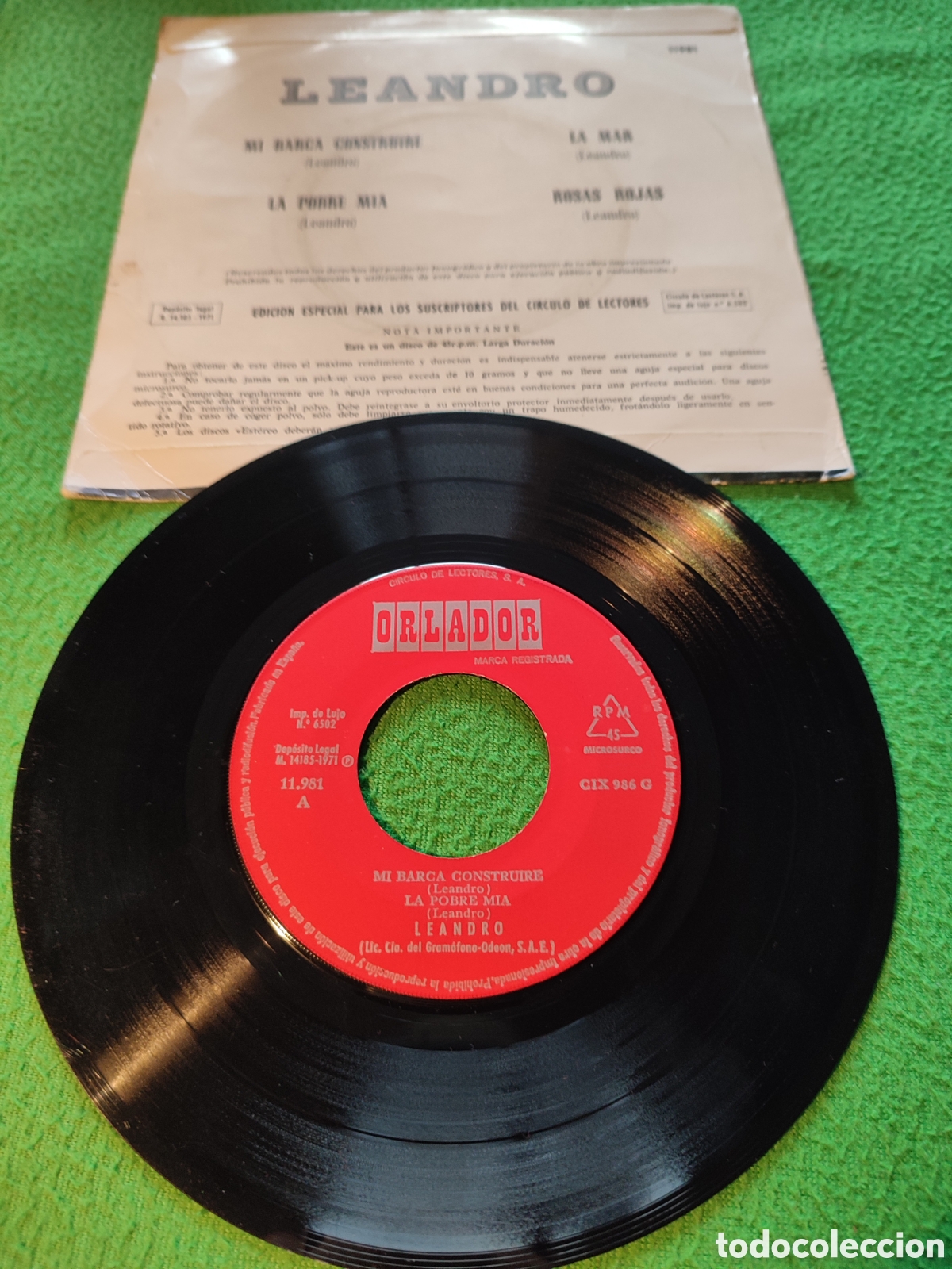 Discos de vinilo: Leandro - Mi barca construir&eacute; + 3 Ep - Foto 2