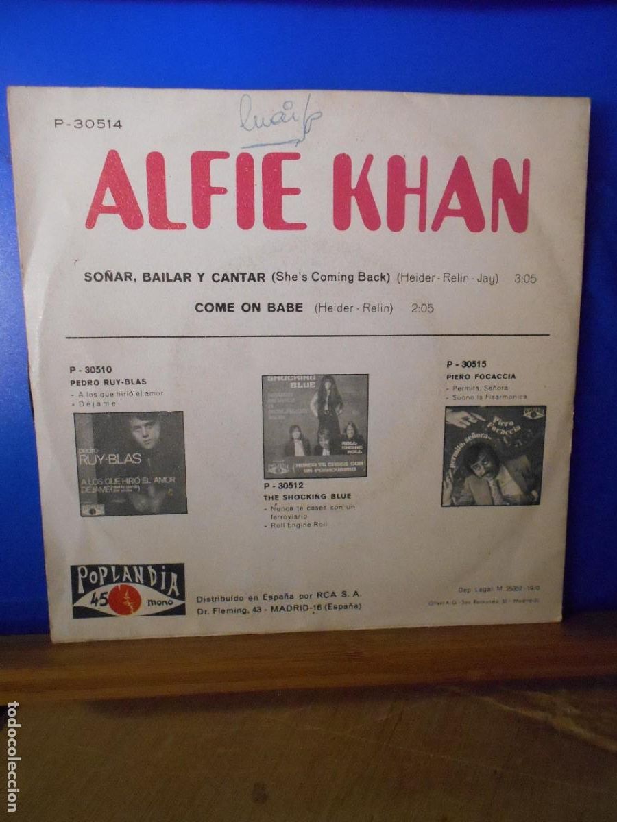 Discos de vinilo: Alfie Khan, so&ntilde;ar, bailar y cantar. single. - Foto 2