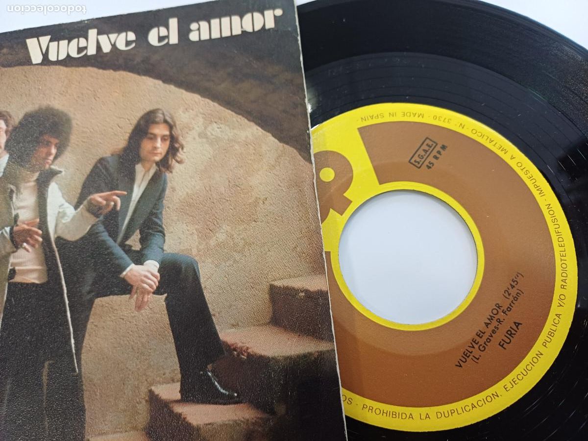 Discos de vinilo: FURIA/A FLOR DE PIEL/SINGLE. - Foto 2