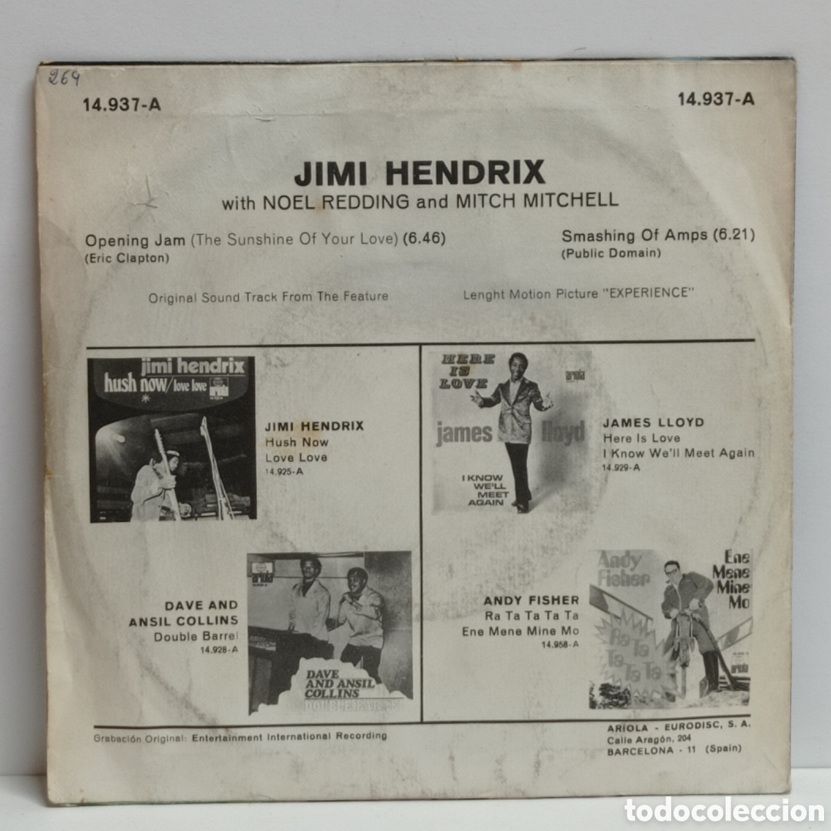 Discos de vinilo: JIMI HENDRIX, OPENING JAM (ARIOLA 1971) - Foto 2