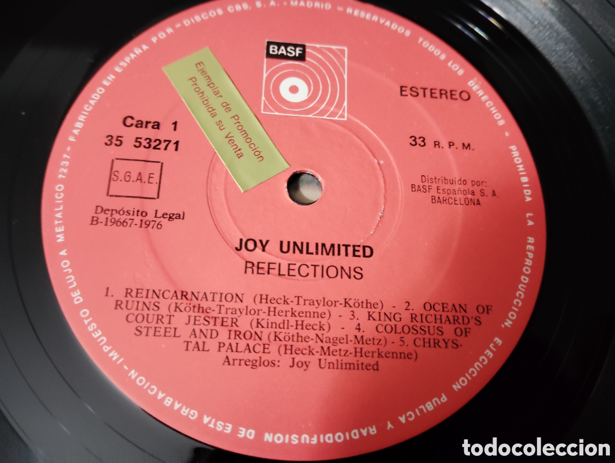 Discos de vinilo: JOY UNLIMITED - REFLECTIONS , 1976 - Foto 3