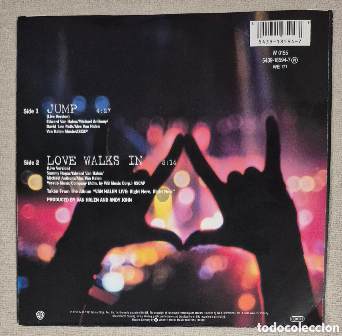 Discos de vinilo: SINGLE - VAN HALEN - LIVE: JUMP 1993 - Foto 2