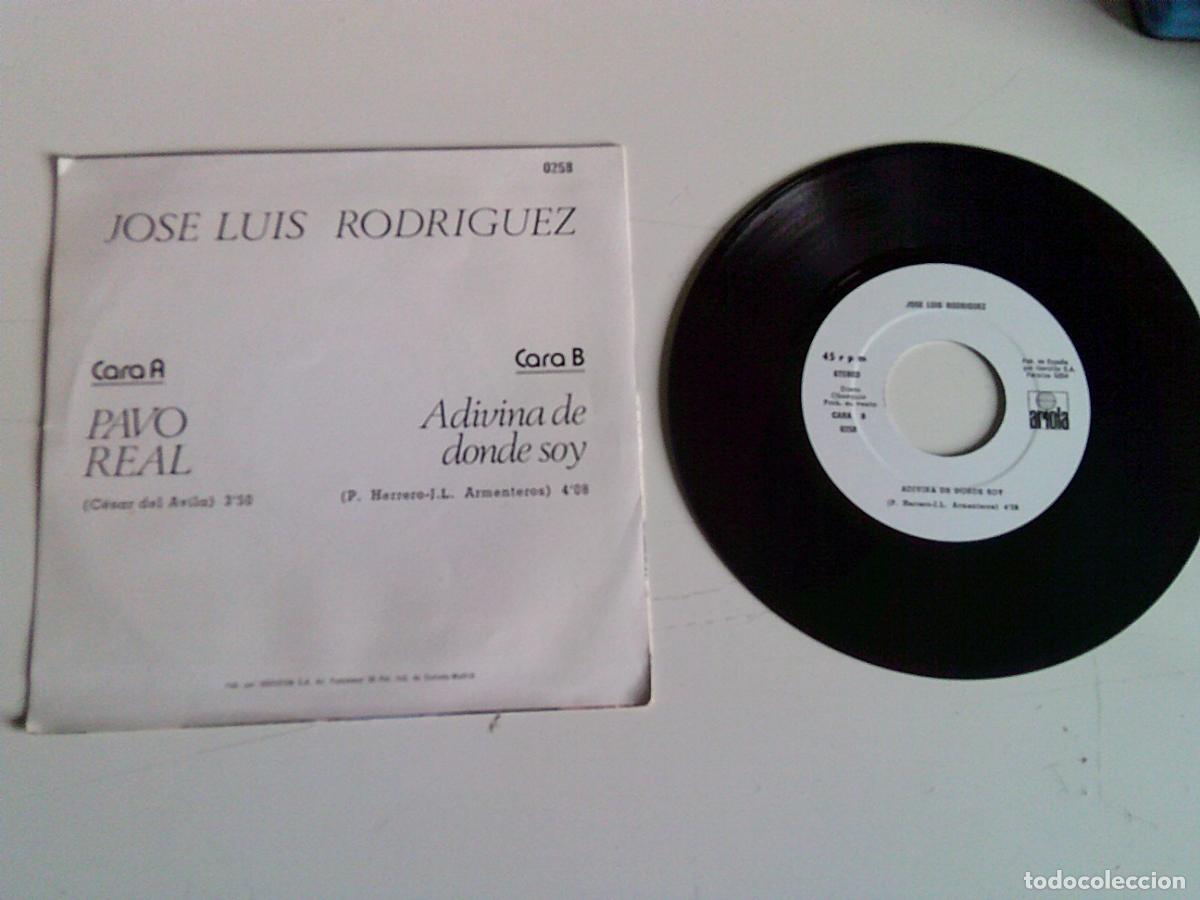 Discos de vinilo: Singels Jos&eacute; Lu&iacute;s Rodr&iacute;guez Pavo Real - Foto 2