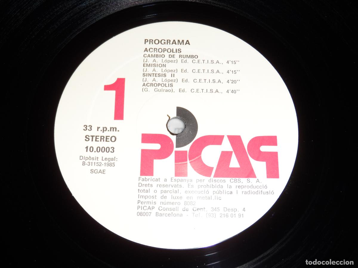 Discos de vinilo: PROGRAMA - Acr&oacute;polis (SPAIN 1985) - Foto 3