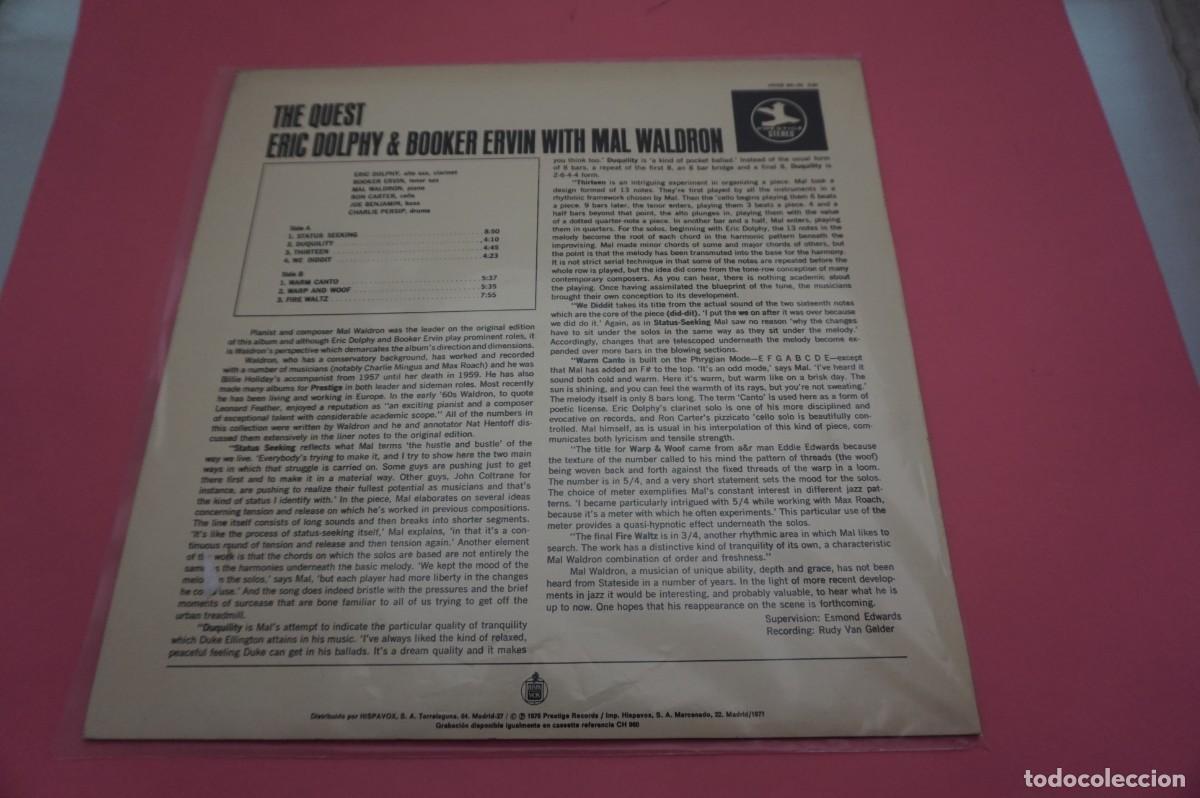 Discos de vinilo: LP - ERIC DOLPHY & BOOKER ERVIN WITH MAL WALDRON - THE QUEST - Foto 4