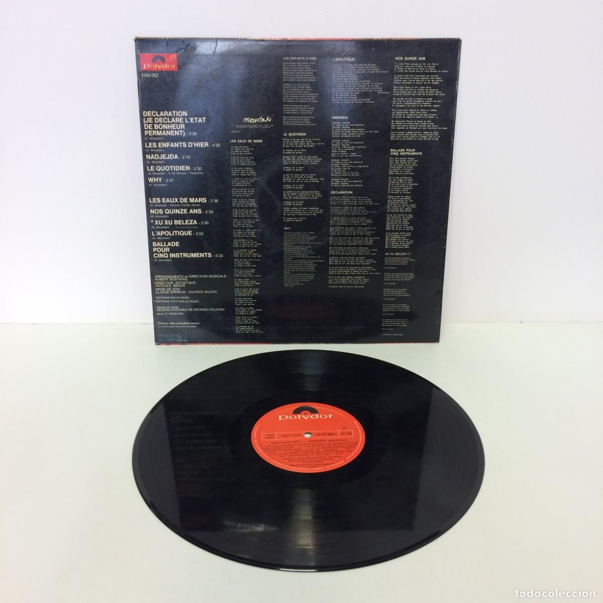 Discos de vinilo: Disco Vinilo: Moustaki - D&eacute;claration - 23 93 062 - Foto 3