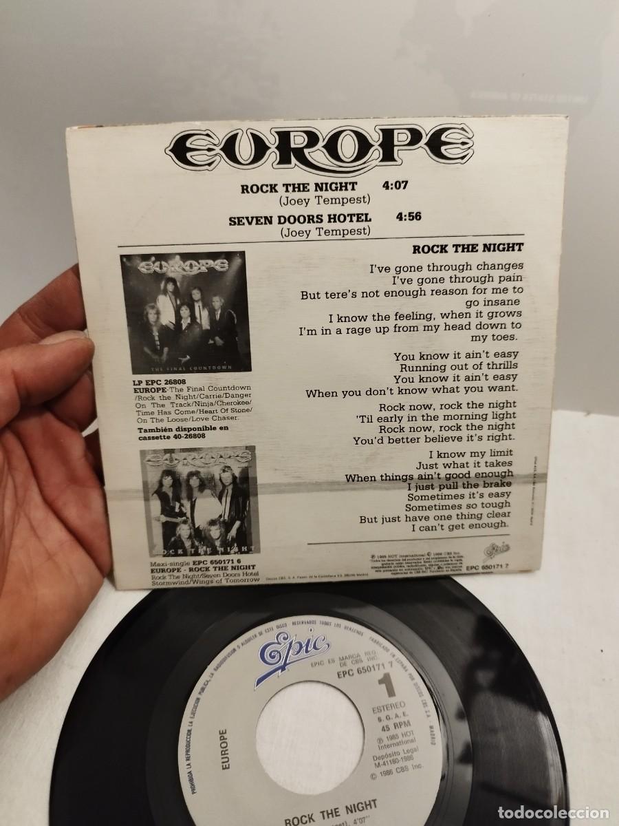 Discos de vinilo: Europe, rock the night. Single 7&rdquo; - Foto 4