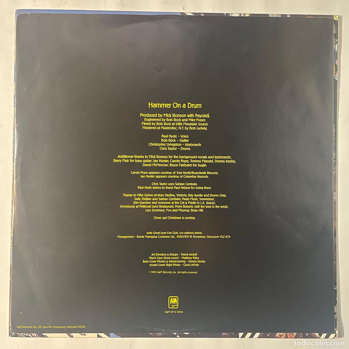 Discos de vinilo: PAYOLAS / HAMMER ON A DRUM / LP A&M RECORDS 1983 / US - Foto 4