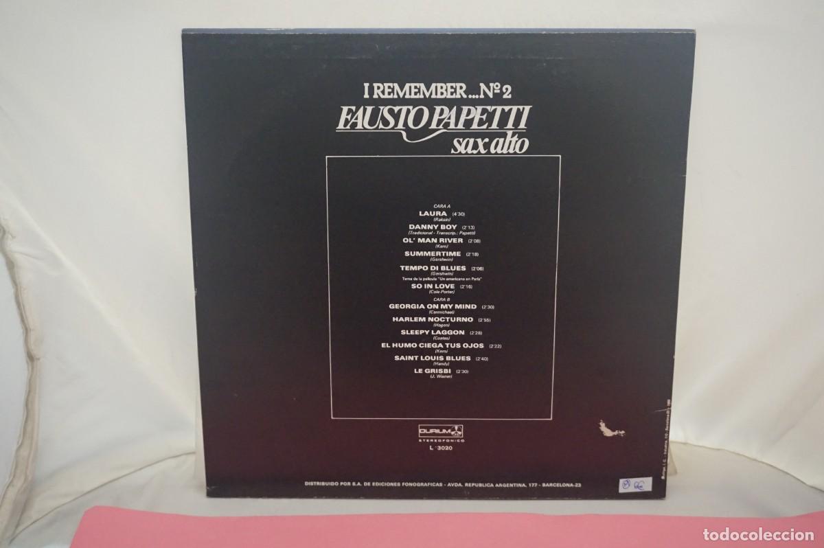 Discos de vinilo: LP - I REMEMBER... N&ordm; 2 - FAUSTO PAPETTI - SAX ALTO - Foto 3
