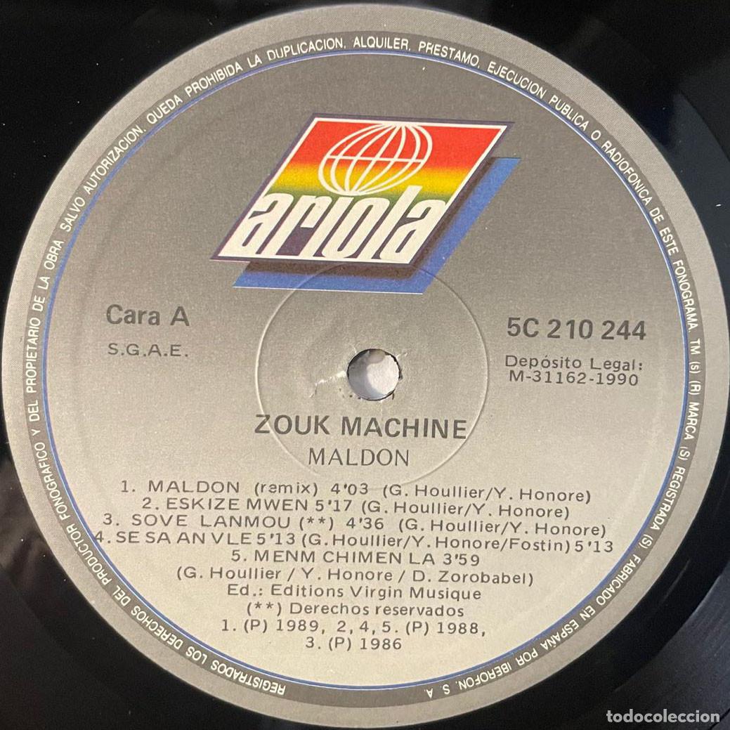 Discos de vinilo: ZOUK MACHINE / MALDON / LP ARIOLA 1990 / ESPA&Ntilde;A - Foto 3