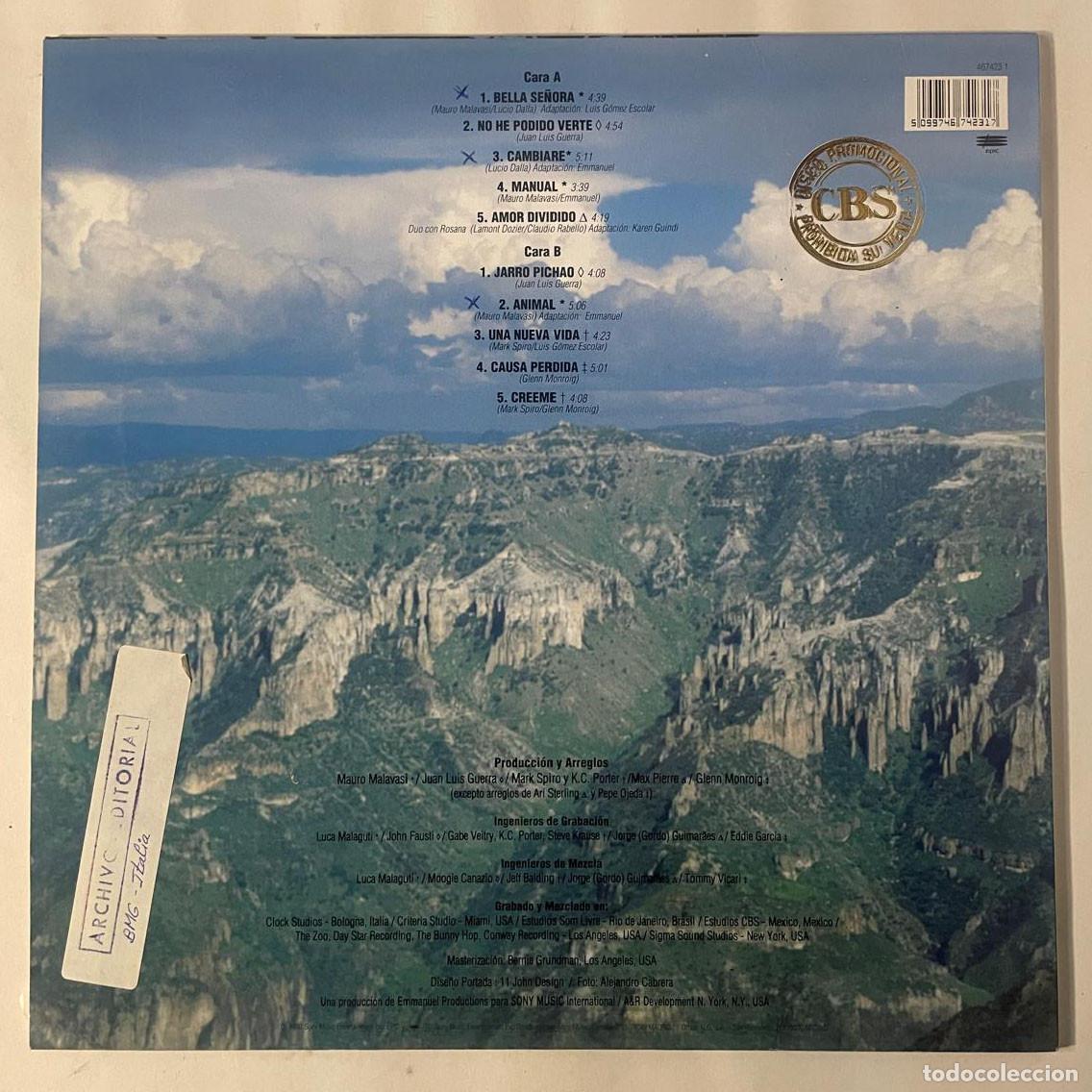 Discos de vinilo: EMMANUEL / VIDA / LP EPIC 1990 / ESPA&Ntilde;A - Foto 2