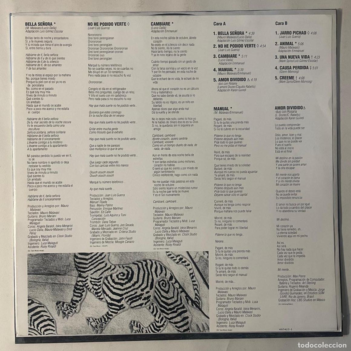 Discos de vinilo: EMMANUEL / VIDA / LP EPIC 1990 / ESPA&Ntilde;A - Foto 4