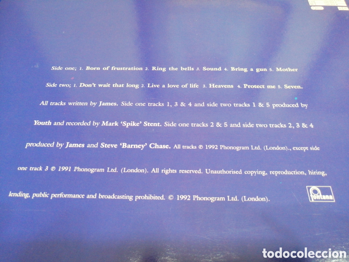 Discos de vinilo: JAMES - &rdquo; SEVEN&rdquo; 1991 - Foto 5
