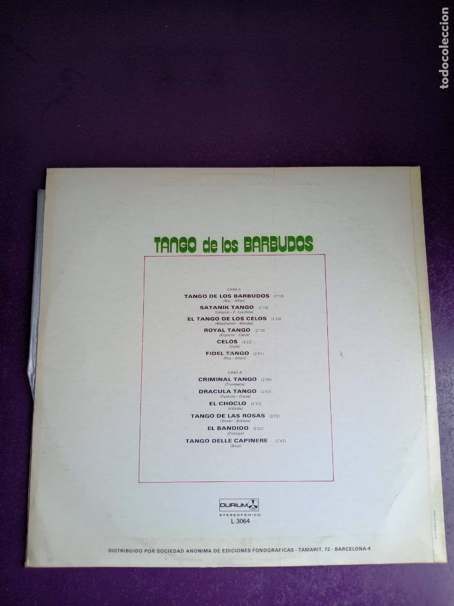 Discos de vinilo: TANGO DE LOS BARBUDOS - LP DURIUM 1978 - SIN USO - Foto 2