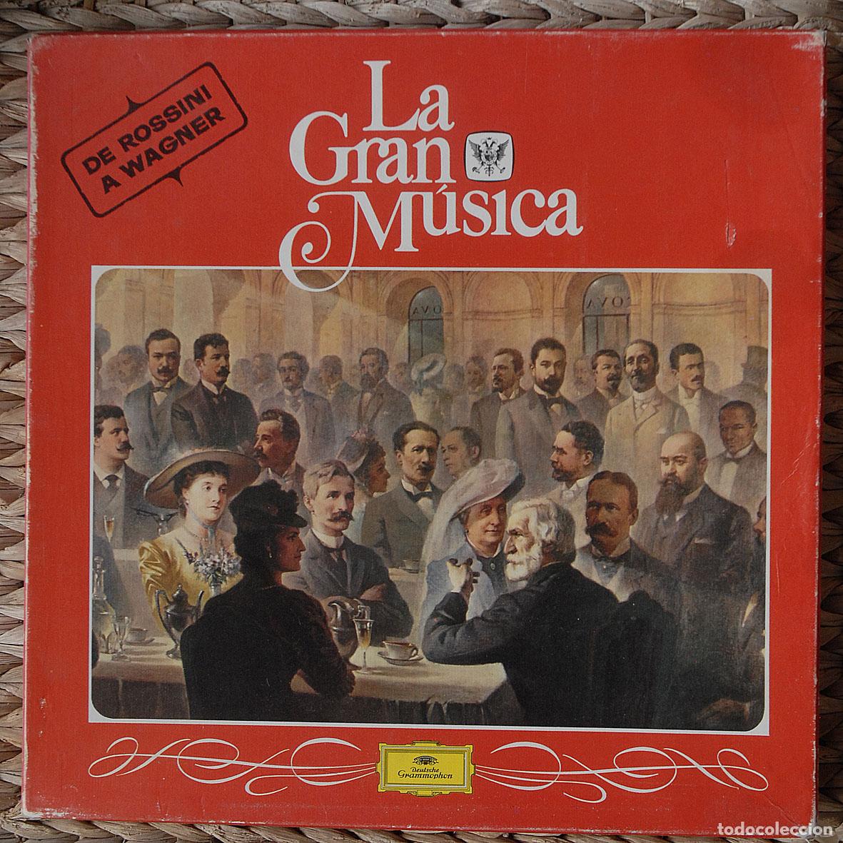 Discos de vinilo: Caja con 4 DISCOS - LA GRAN M&Uacute;SICA - DE ROSSINI A WAGNER - DEUTSCHE GRAMMOPHON + LIBRO 1982