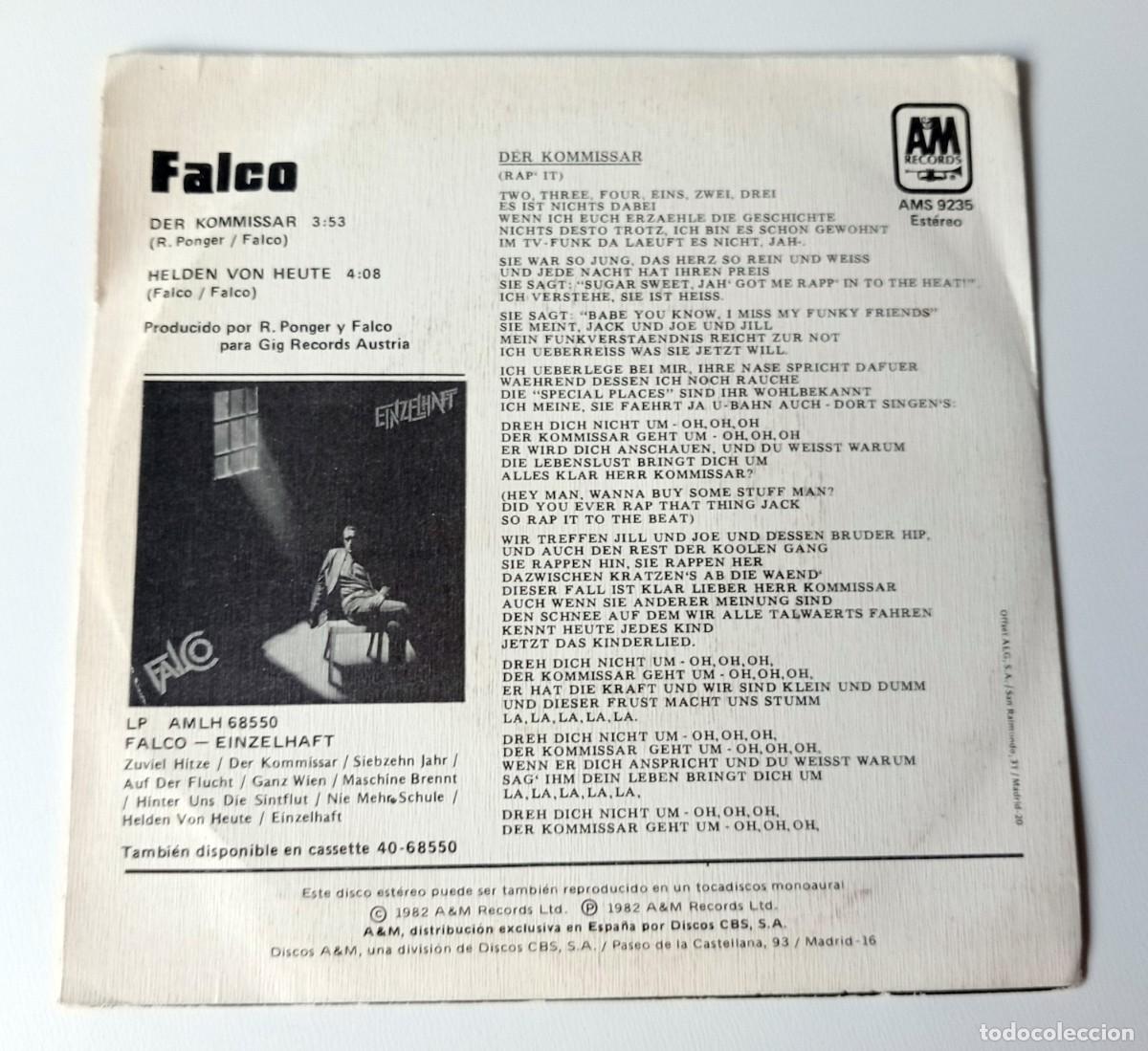 Discos de vinilo: SINGLE FALCO - DER KOMMISSAR - Foto 2
