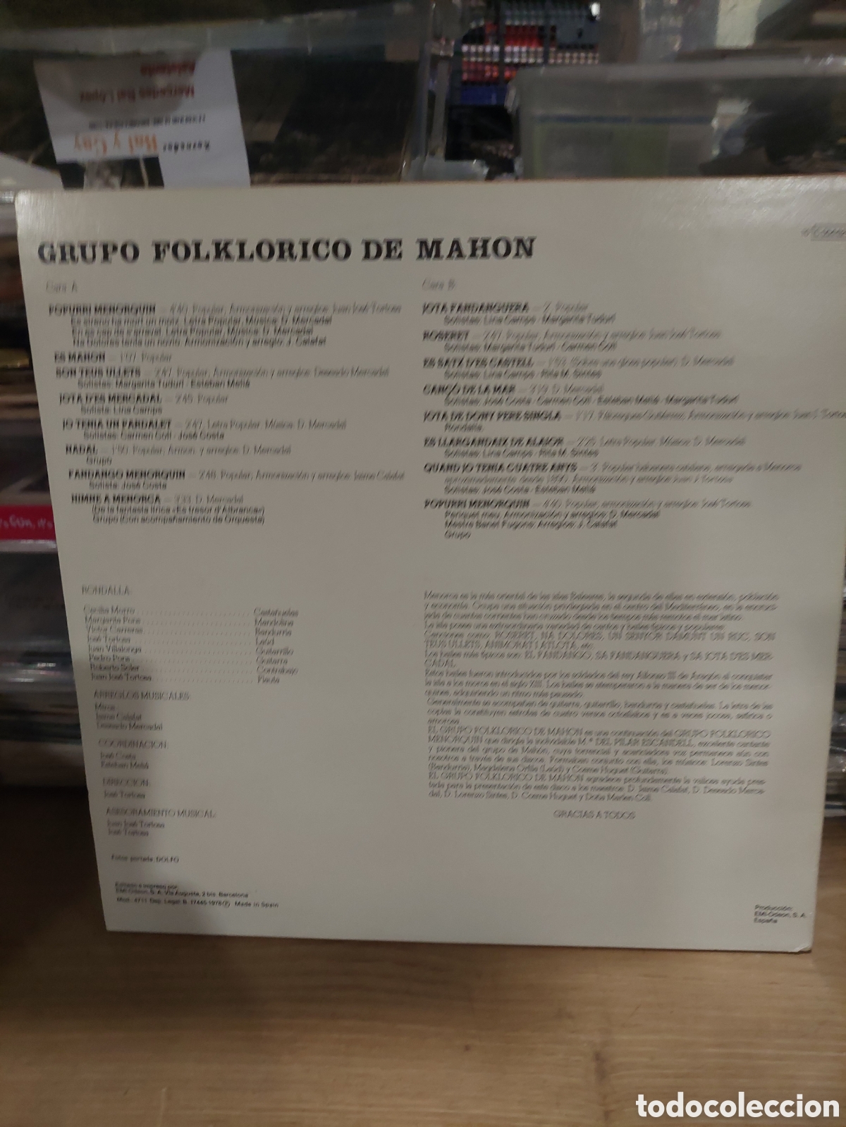 Discos de vinilo: LP MENORCA GRUPO FOLCLORE DE MAHON - Foto 2
