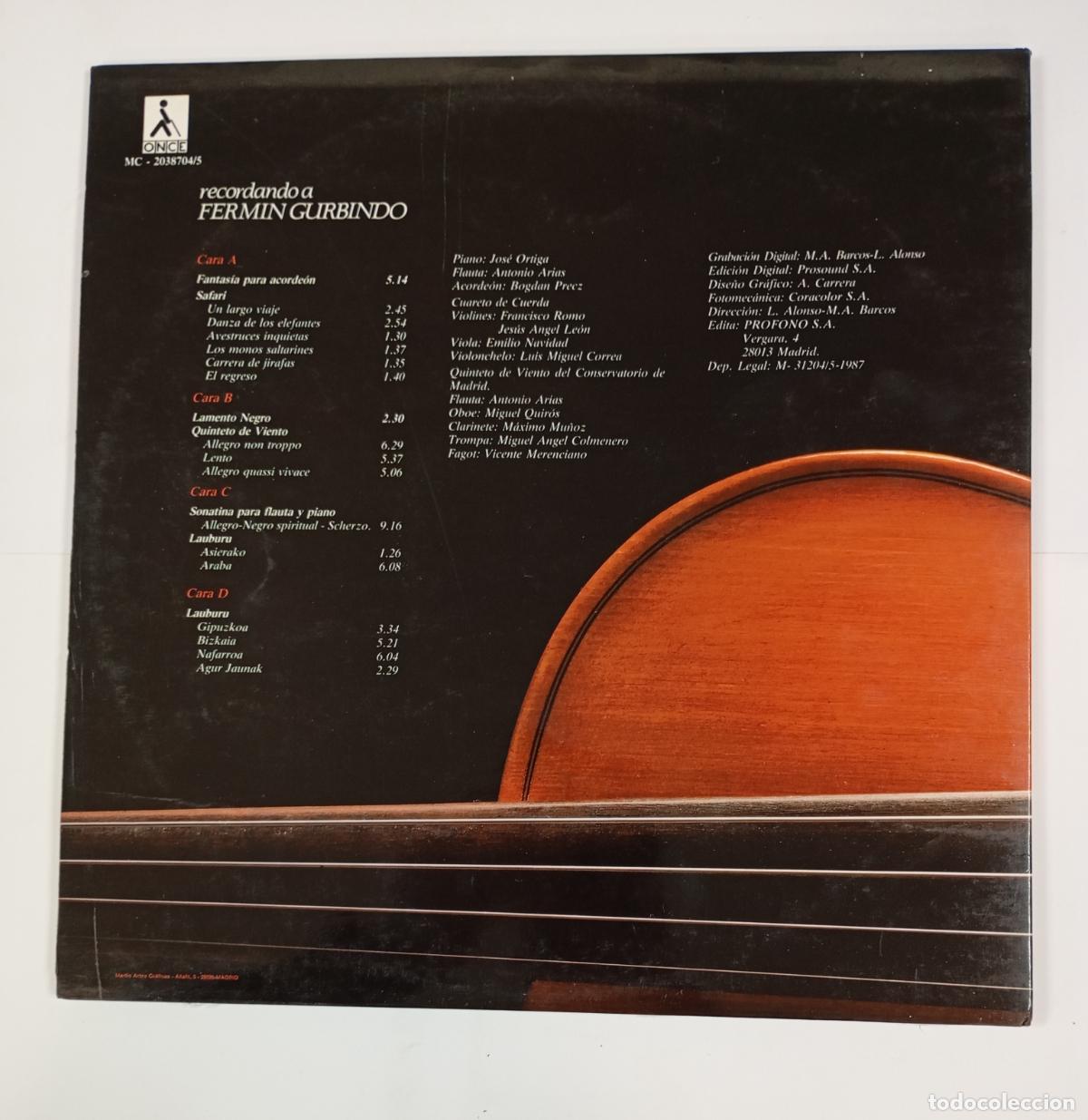 Discos de vinilo: RECORDANDO A FERMIN GURBINDO. DOBLE LP. TDKLP3 - Foto 2