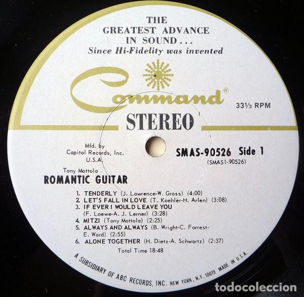 Discos de vinilo: Tony Mottola - Romantic Guitar (LP Vinilo) - Foto 4