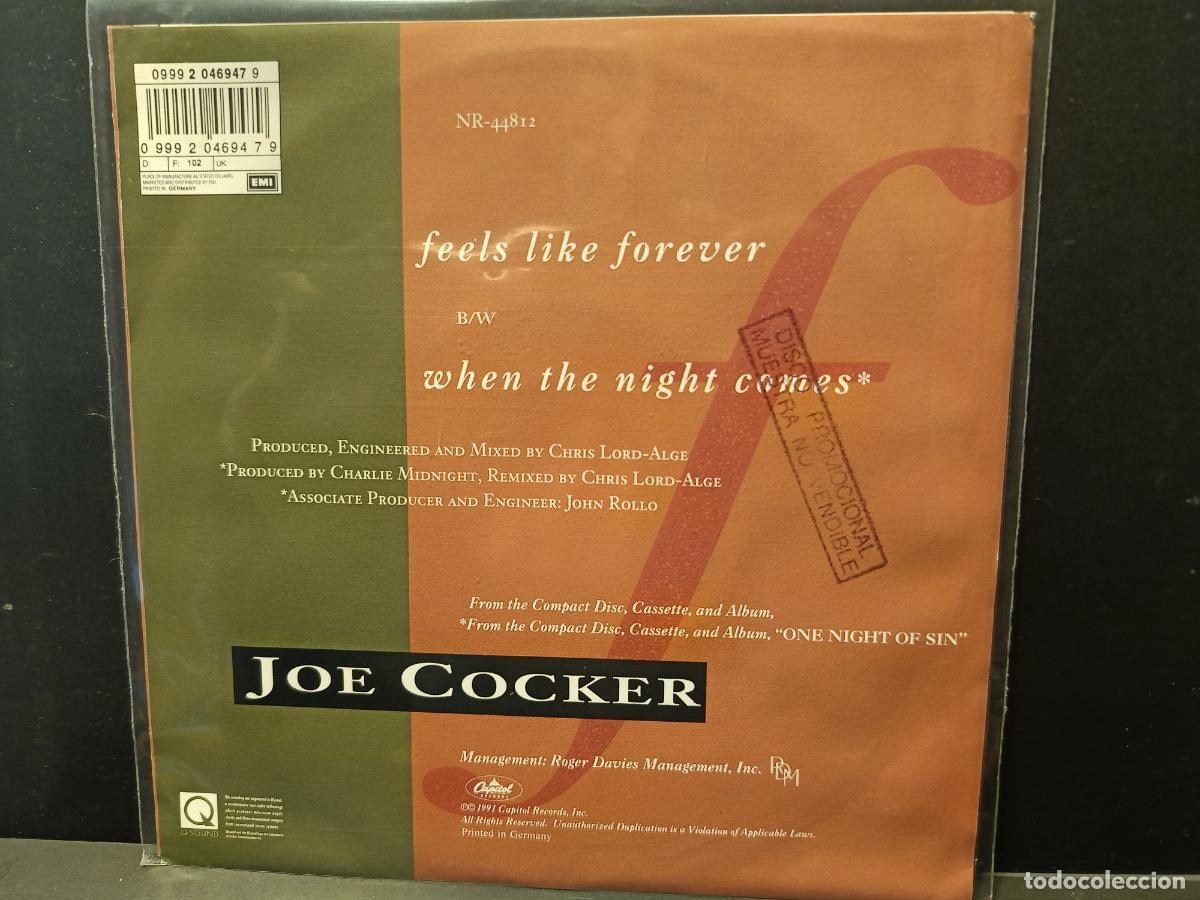 Discos de vinilo: JOE COCKER FEELS LIKE FOREVER SINGLE 1992 PDELUXE - Foto 2