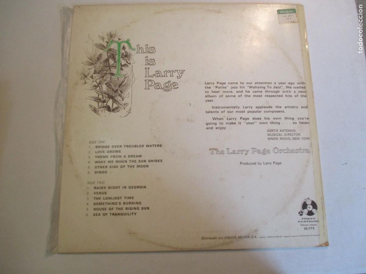 Discos de vinilo: THIS IS LARRY PAGE Z115 - Foto 2