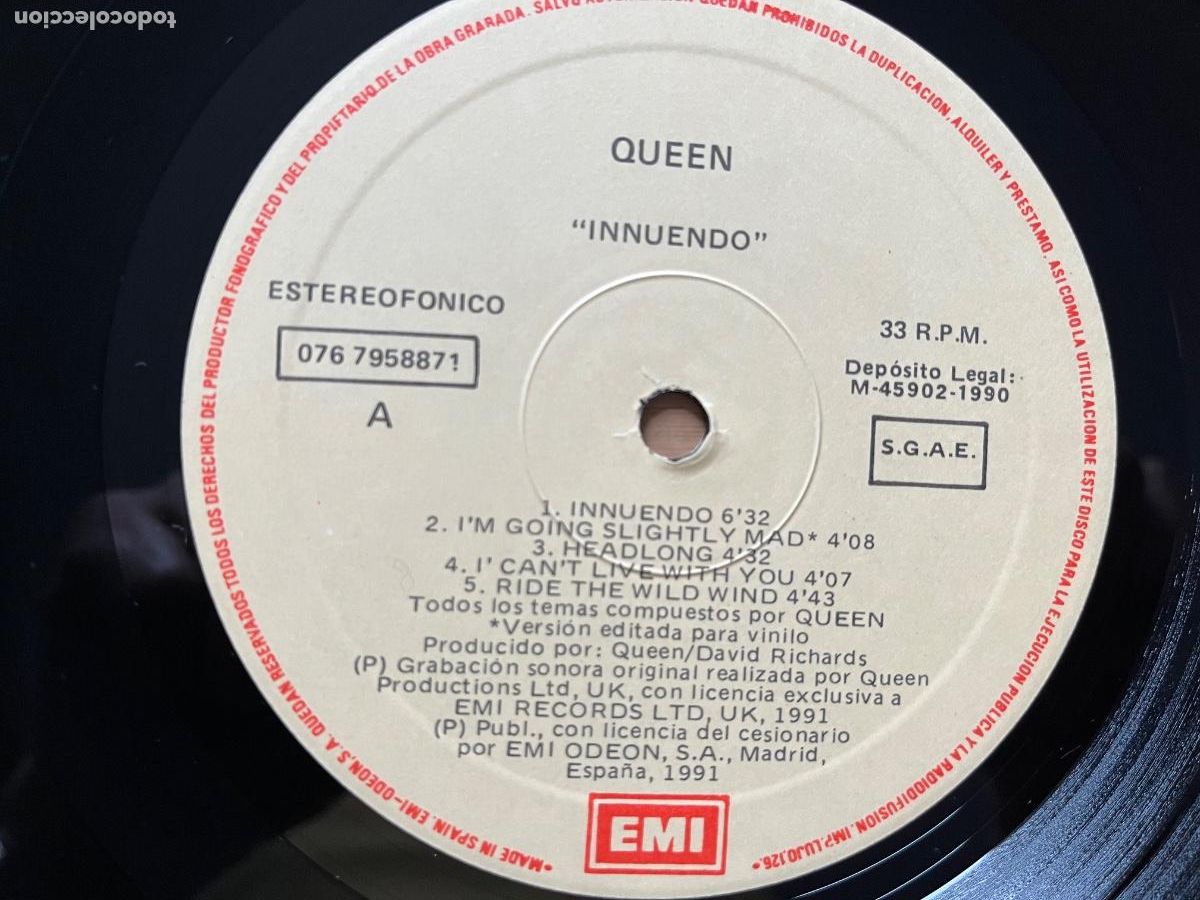 Discos de vinilo: QUEEN. Innuendo (vinilo lp + libreto 1990) - Foto 6