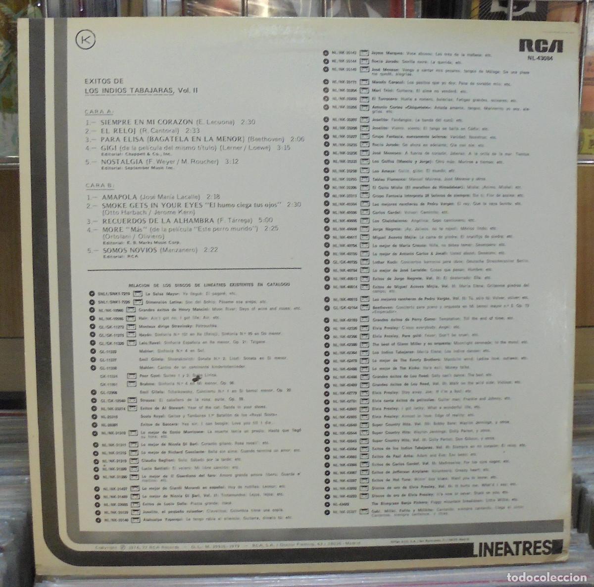 Discos de vinilo: &Eacute;xitos de los Indios Tabajaras, vol. II. RCA 1979 -- LP - Foto 2