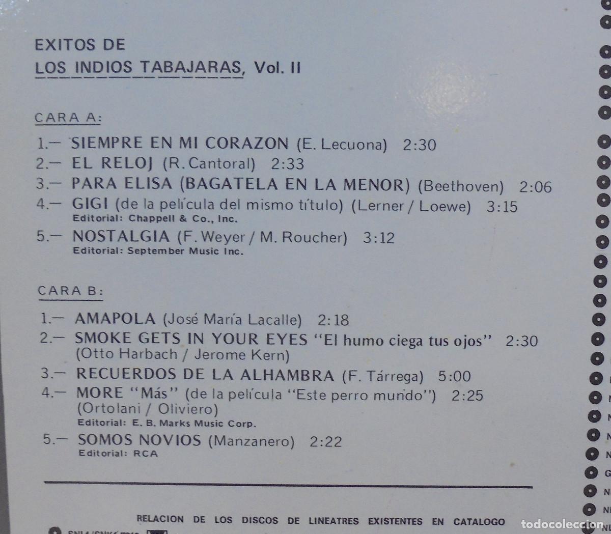 Discos de vinilo: &Eacute;xitos de los Indios Tabajaras, vol. II. RCA 1979 -- LP - Foto 3