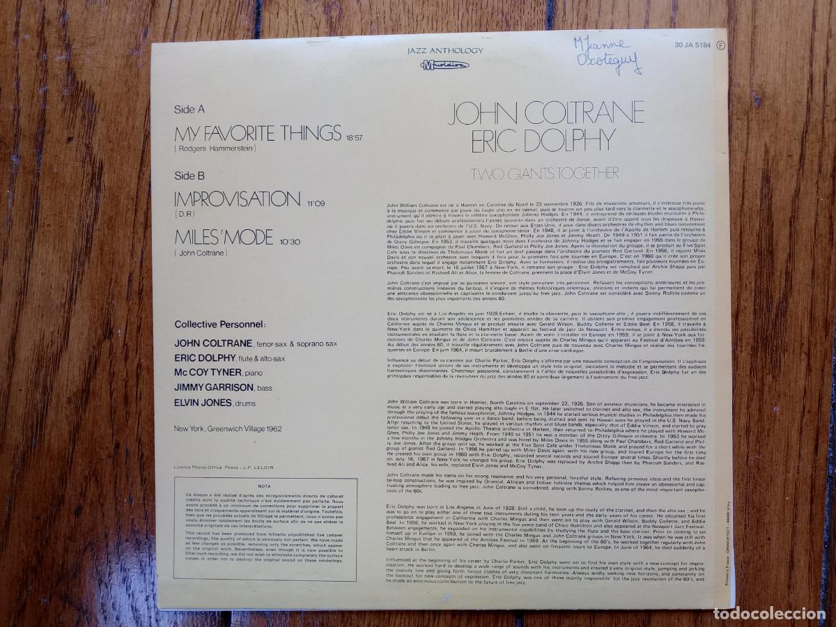 Discos de vinilo: John Coltrane - Eric Dolphy - two giants together / rare live performance 1962 - Foto 2