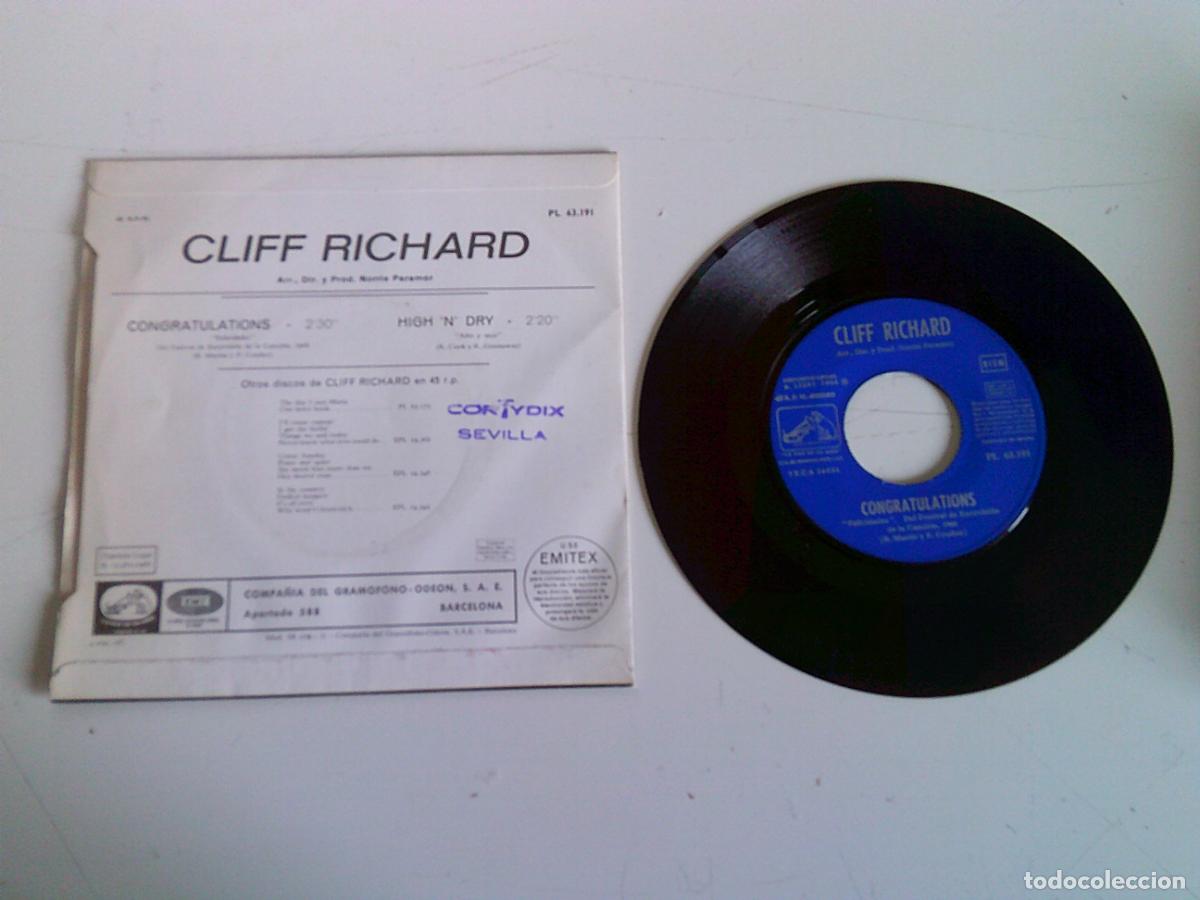 Discos de vinilo: Single Cliff Richard congratulati&oacute;n - Foto 2