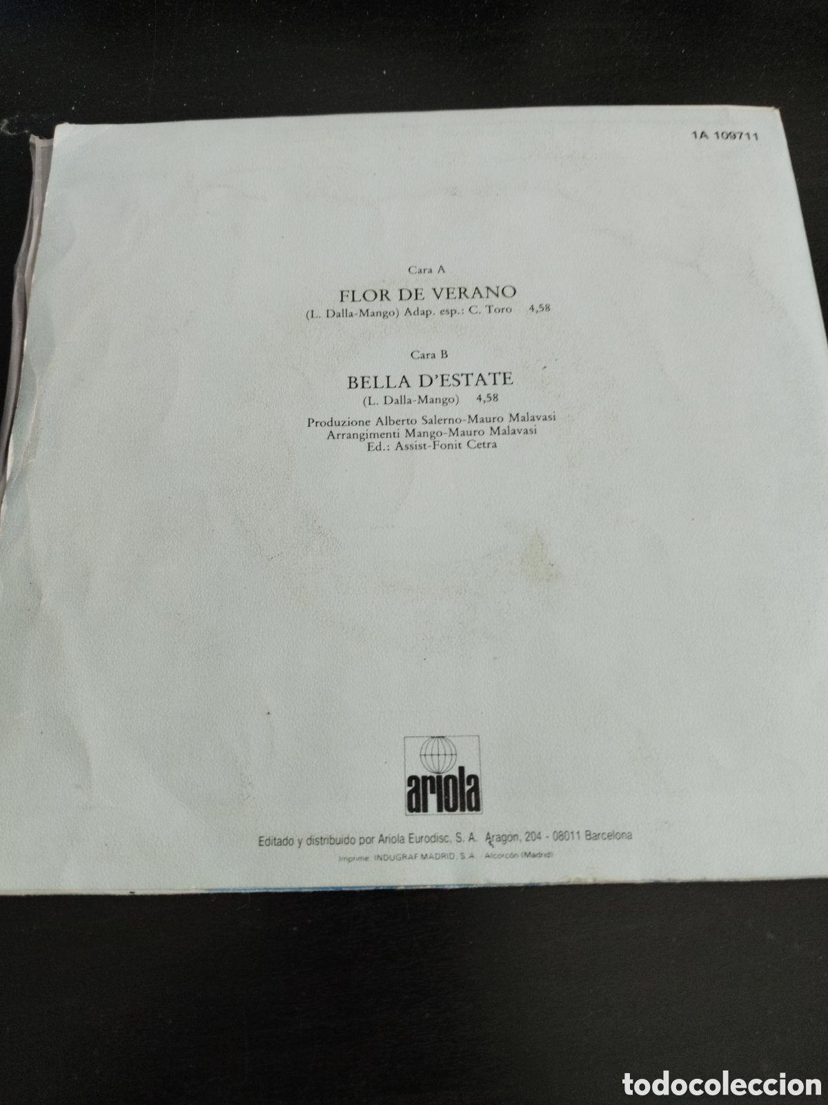 Discos de vinilo: Mango&nbsp;&ndash;&nbsp;Flor De Verano. Vinilo 7&rdquo; single 1987 Espa&ntilde;a - Foto 2