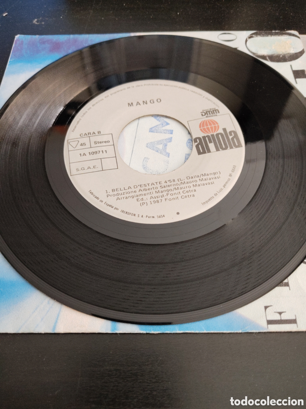 Discos de vinilo: Mango&nbsp;&ndash;&nbsp;Flor De Verano. Vinilo 7&rdquo; single 1987 Espa&ntilde;a - Foto 4