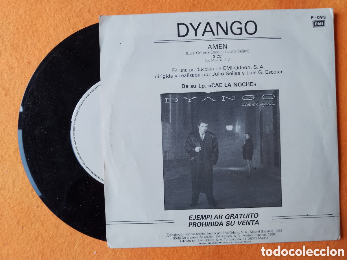 Discos de vinilo: DYANGO . LOTE 2 SINGLES . AMEN - MALA RACHA - Foto 5