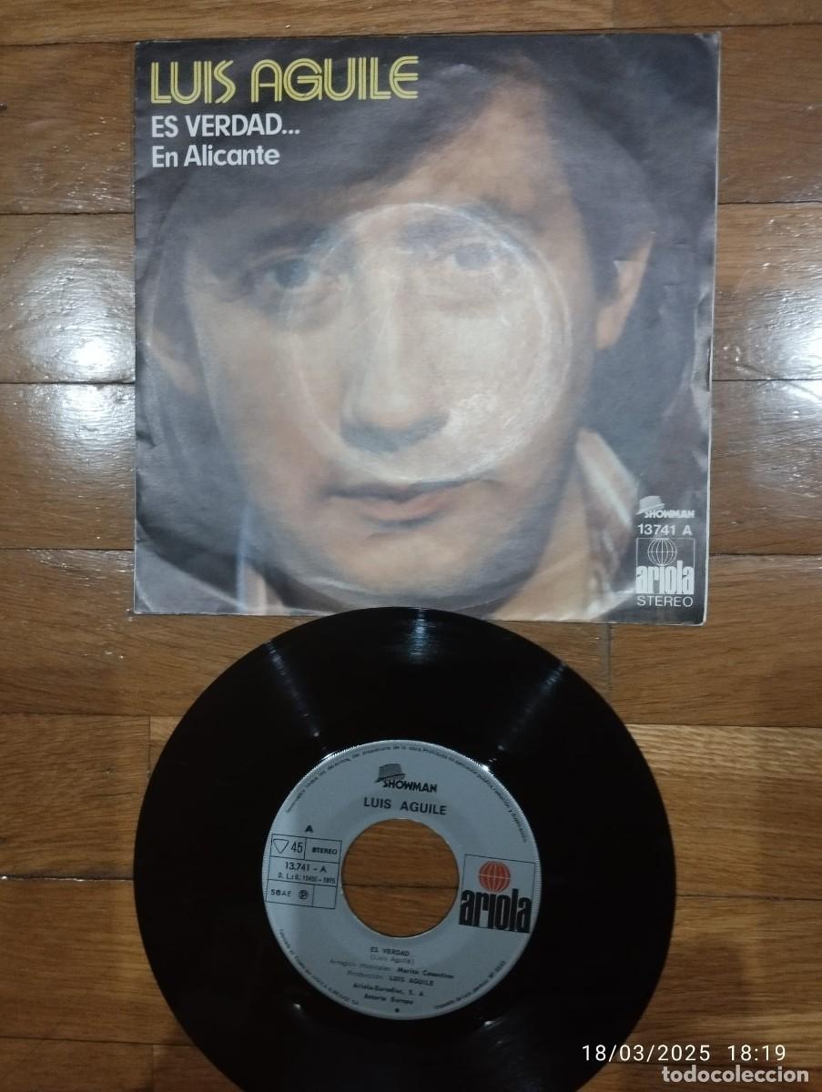 Discos de vinilo: SINGLE - LUIS AGUILE - ES VERDAD - Foto 1