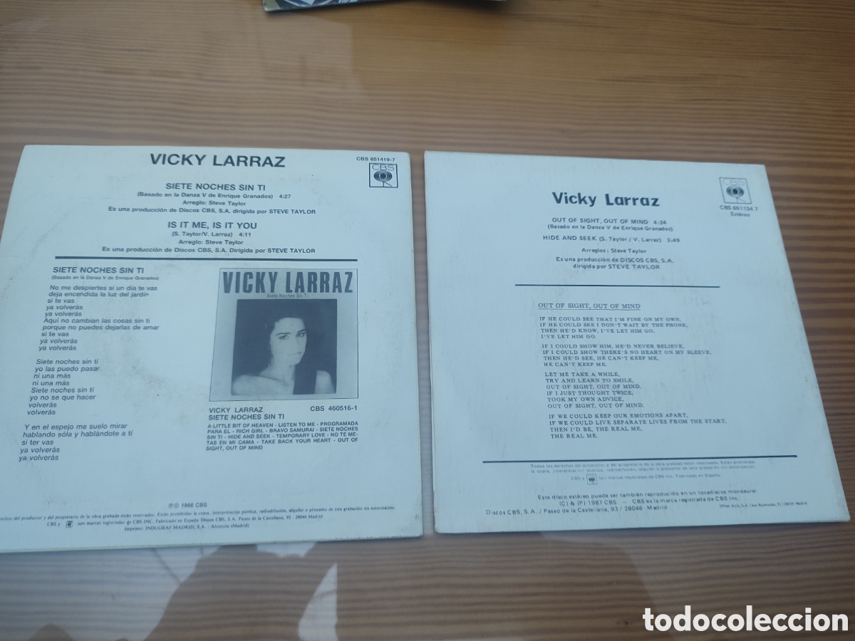 Discos de vinilo: Lote De 2 Singles De Vicky Larraz ,como nuevos - Foto 2