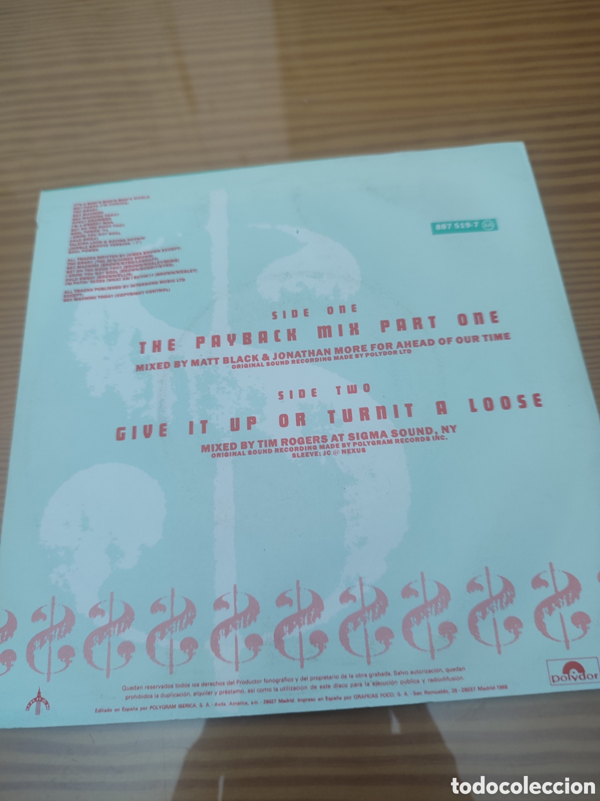 Discos de vinilo: Disco Vinilo single de James Brown &rdquo;The Payback mix &rdquo; vinilo como nuevo - Foto 2