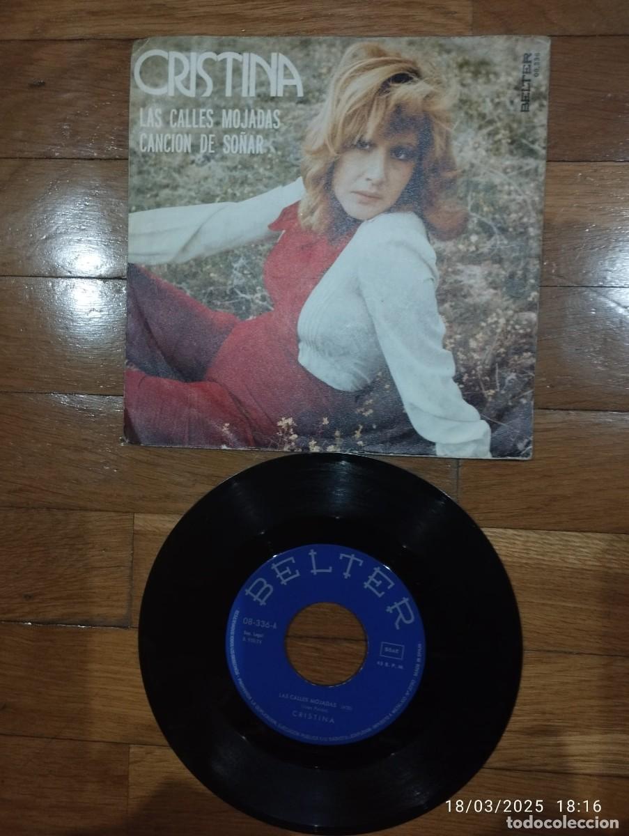 Discos de vinilo: SINGLE - CRISTINA - LAS CALLES MOJADAS - 1974 - Foto 1