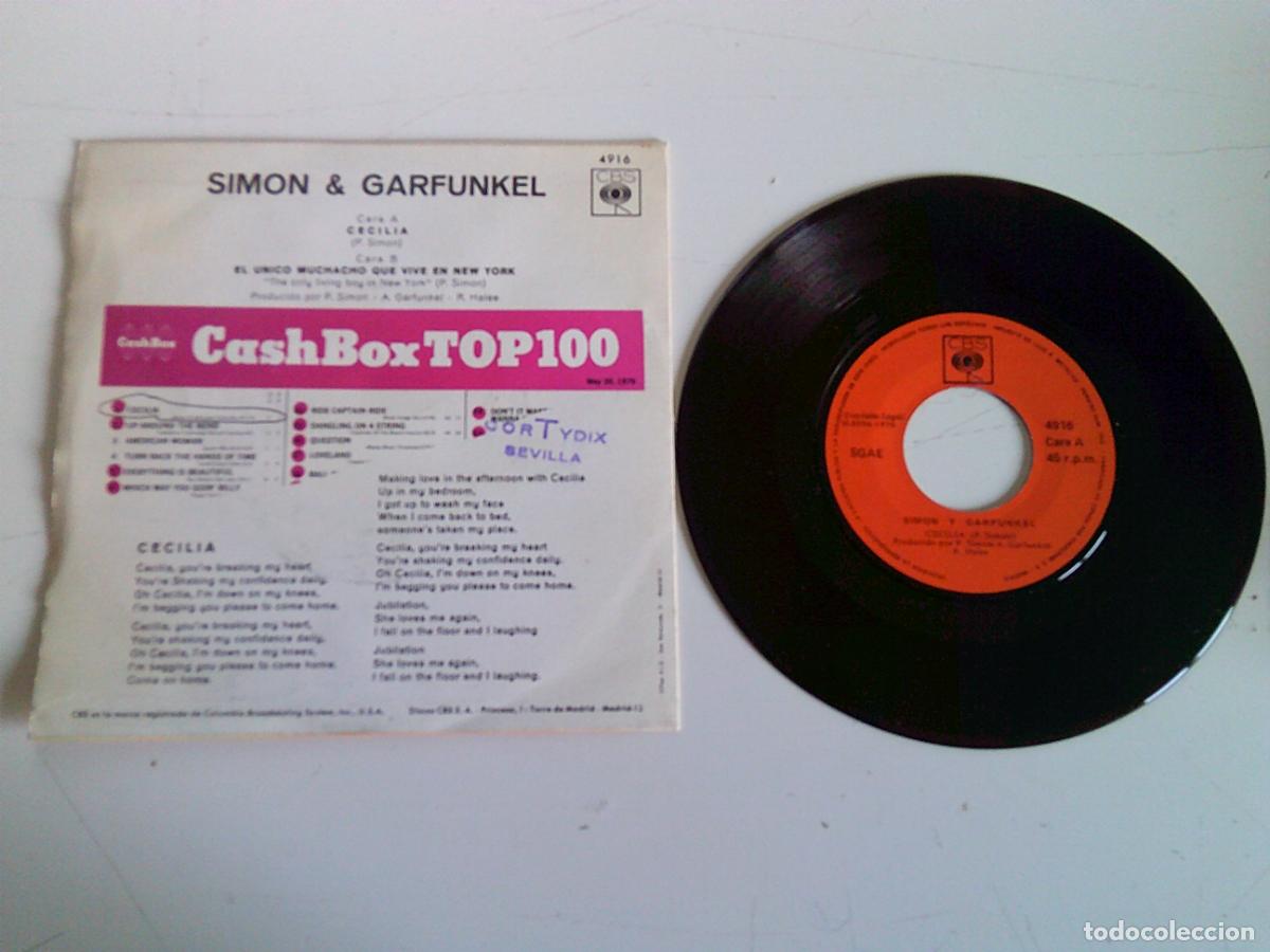 Discos de vinilo: Single Sim&oacute;n y Garfunkel Cecilia - Foto 2