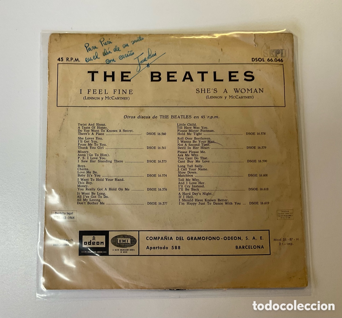 Discos de vinilo: THE BEATLES. I Feel Fine. SINGLE. - Foto 2