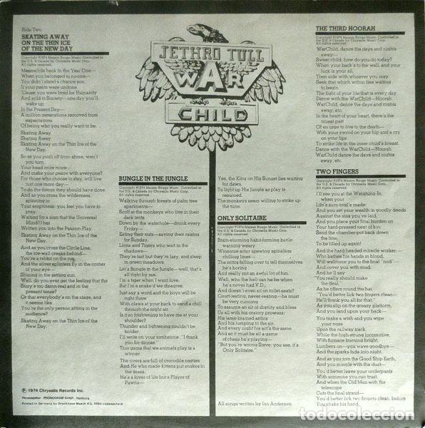 Discos de vinilo: jethro tull 33t war child (germany chrysakis - Foto 3