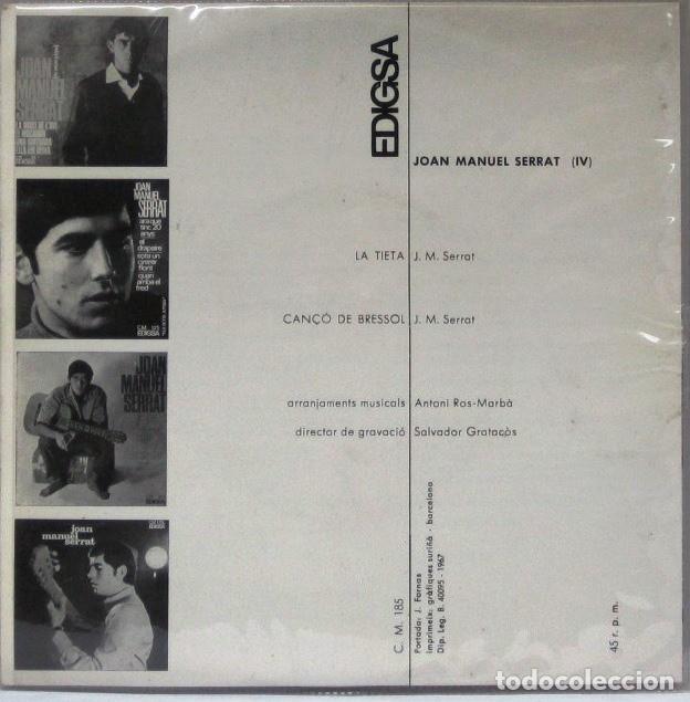 Discos de vinilo: JOAN MANUEL SERRAT - LA TIETA - CAN&Ccedil;O DE BRESOL - SINGLE - Foto 2