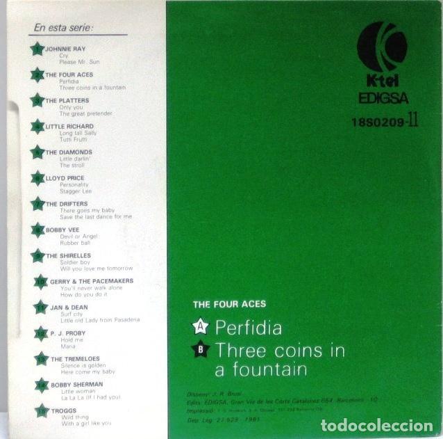 Discos de vinilo: FOUR ACES - PERFIDIA - THREE COINS IN A FOUNTAIN - SINGLE - Foto 2