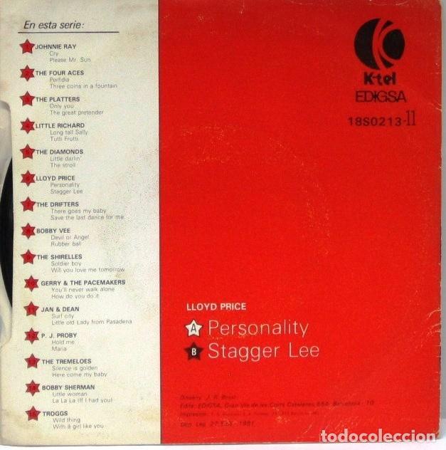 Discos de vinilo: LLOYD PRICE - PERSONALITY STAGGER LEE - SINGLE - Foto 2