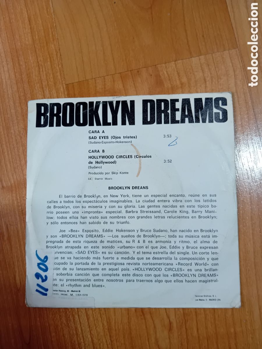 Discos de vinilo: BROOKLYN DREAMS. SAD EYES - Foto 2